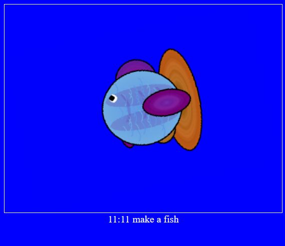 Cartoon fish, randomly generated-- it's really round and blue!