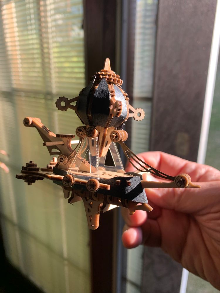 laser cut wooden steampunk balloon ship