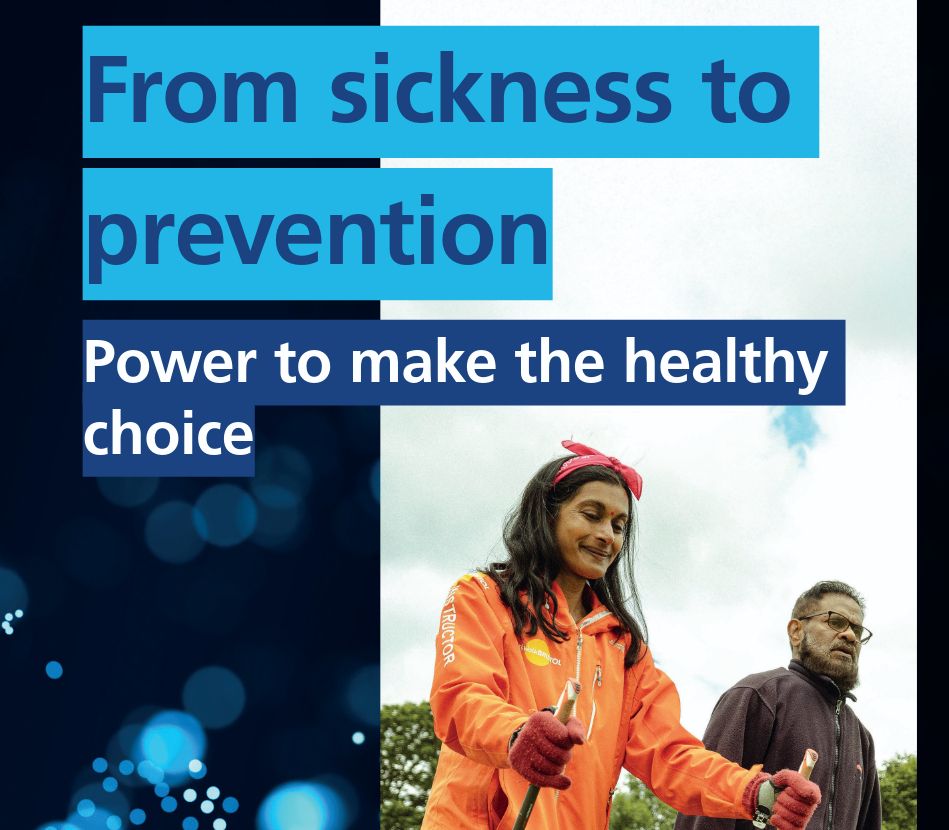 Chapter intro page showing text "from sickness to prevention" and image of two people walking, one with sticks, from https://www.gov.uk/government/publications/10-year-health-plan-for-england-fit-for-the-future