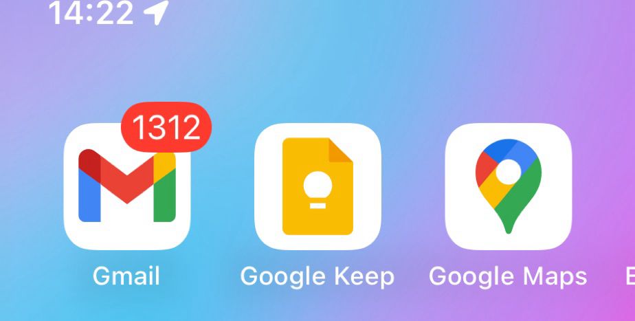 captura del movil donde se ve que tengo pendientes 1312 correos