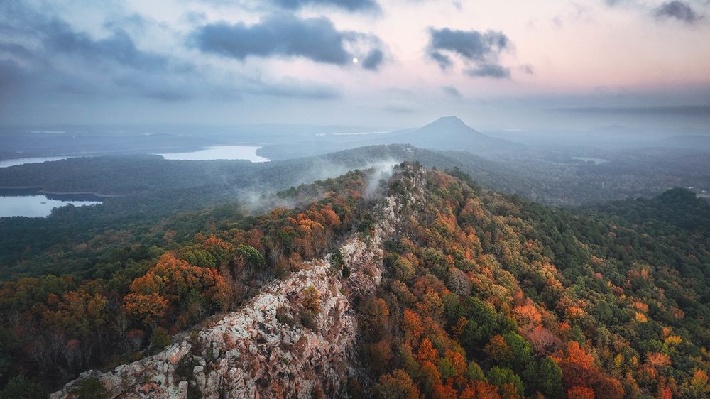Clouded Moon over Rattlesnake Ridge. Little Rock, Arkansas. 2023.