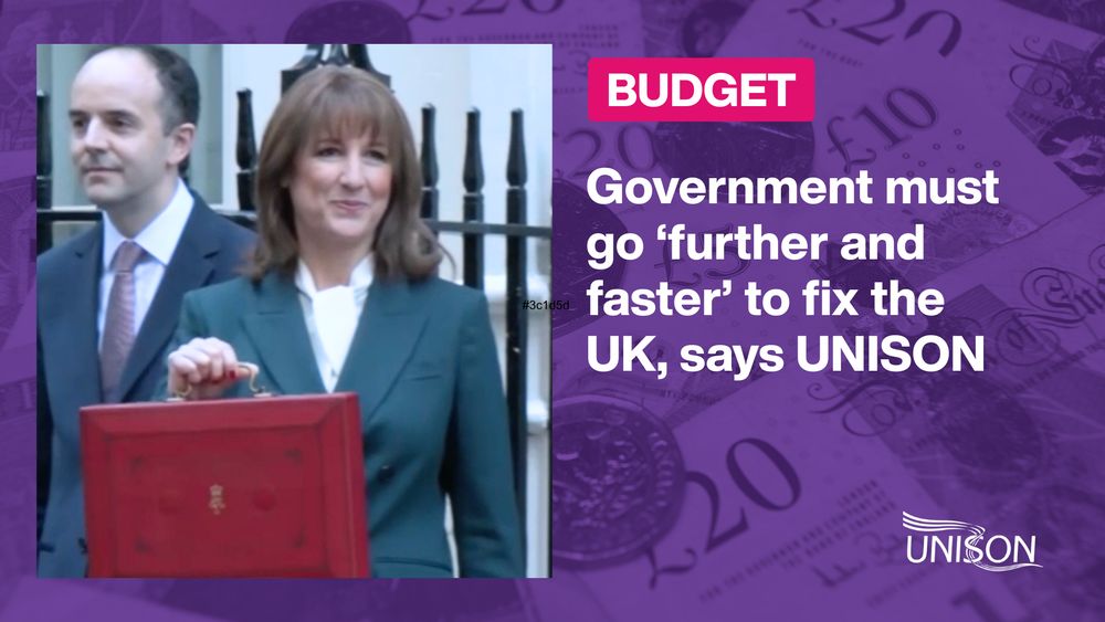 Chancellor Rachel Reeves outside Downing street with budget box. Budget: Government must go ‘further and faster’ to fix the UK, says UNISON