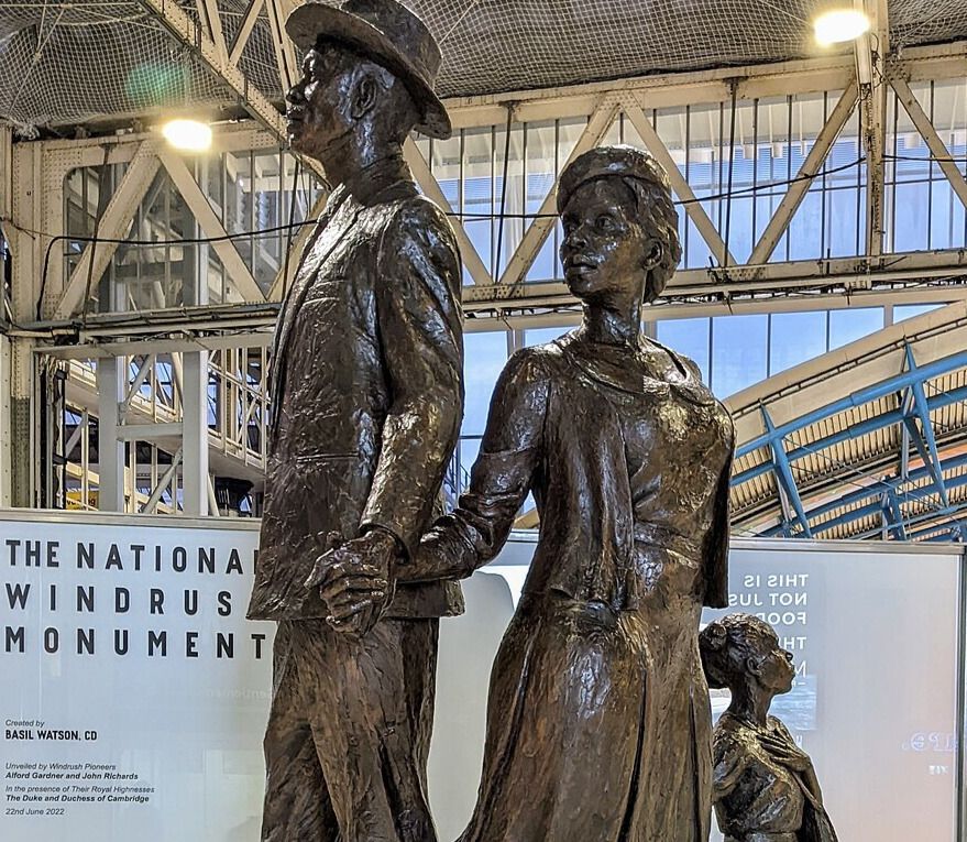 Photo of the national Windrush monument at Waterloo station
