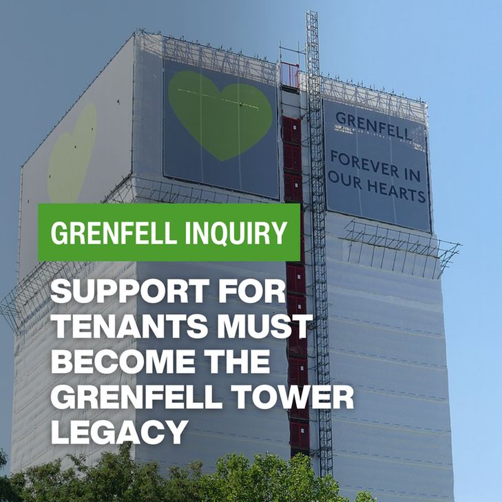 Photo of Grenfell tower with protective outer sheeting. Grenfell Inquiry: Support for tenants must become the Grenfell Tower legacy.