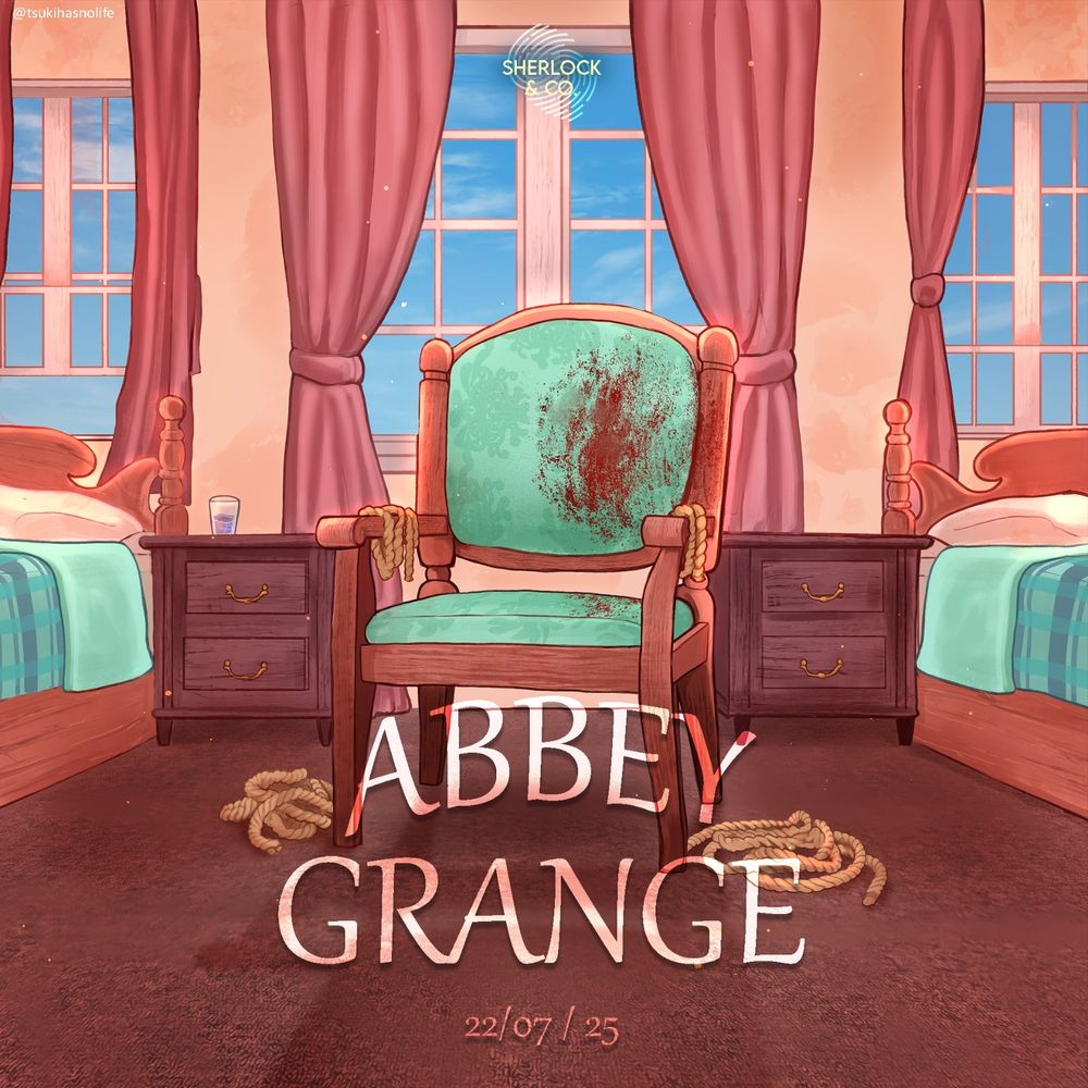 ABBEY GRANGE - 22/07/25. An elderly residents shared bedroom. A chair sits between two pristine single beds. There are rope restraints on the floor and blood on the chair. 