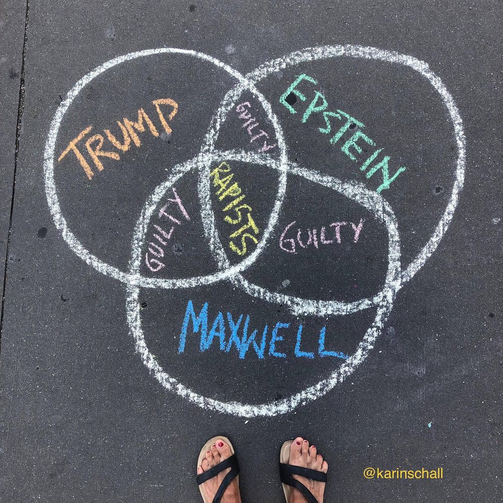 Venn diagram showing Trump, Maxwell, and Epstein as guilty grapists