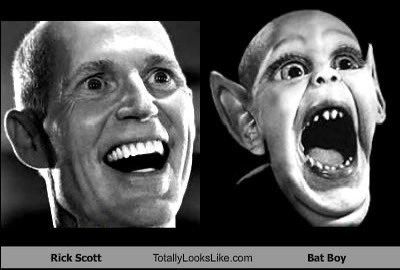 Rick Scott and the Bat Boy from the NY Post, side by side.
