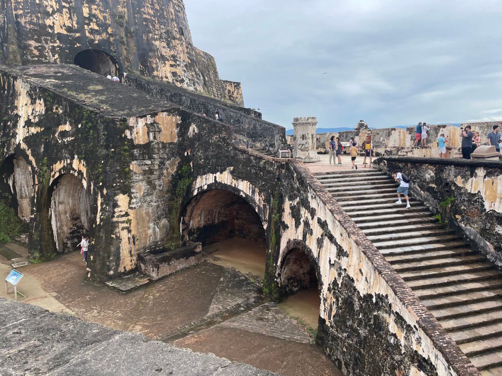 Stairs at El Morro, a fort at the edge of San Juan by the ocean. 