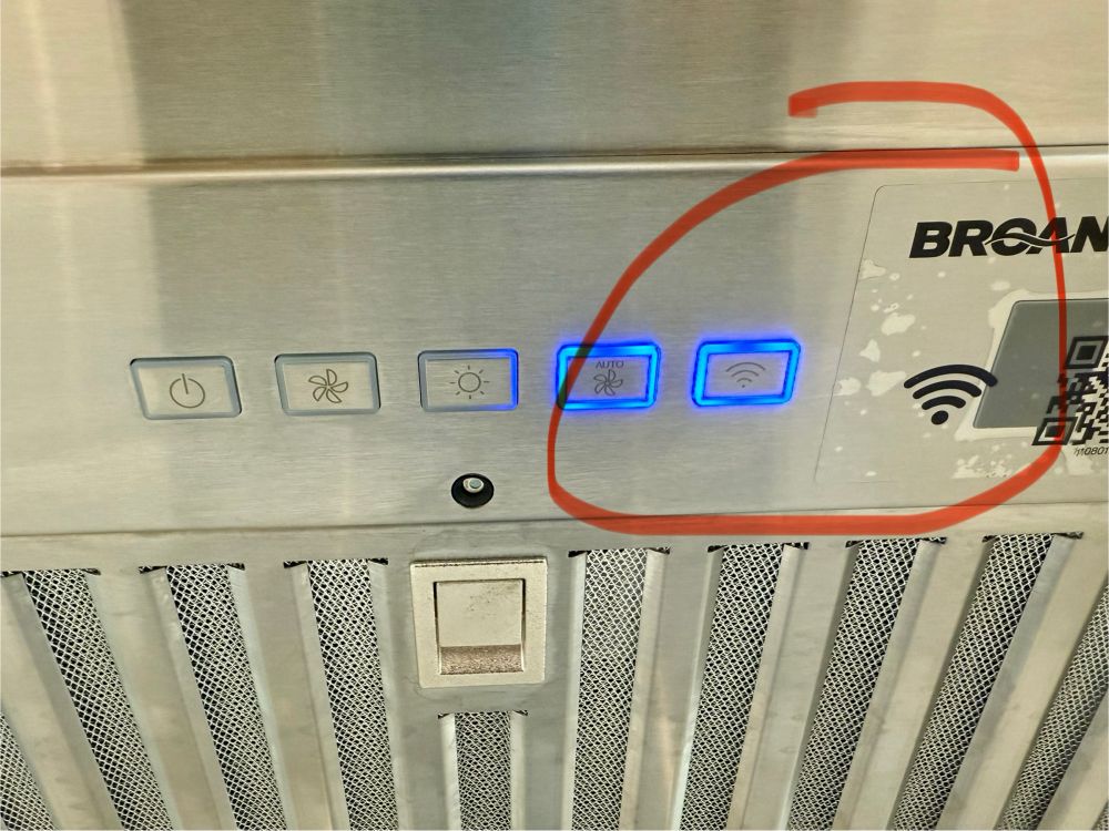 Vent hood with a WiFi icon. 