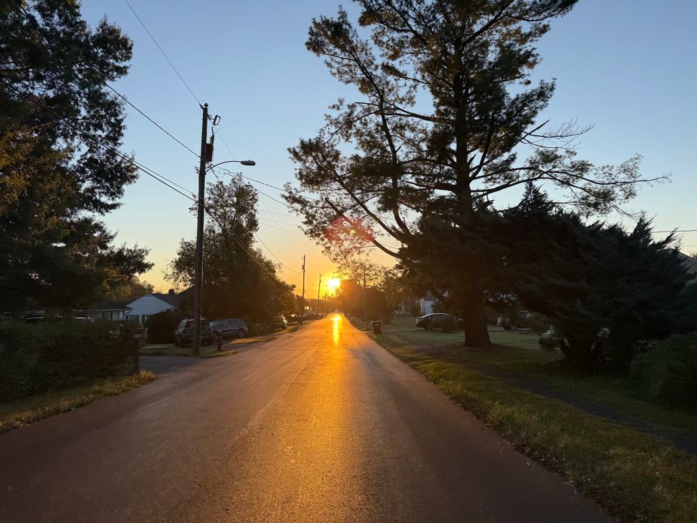 blinding sun and pavement