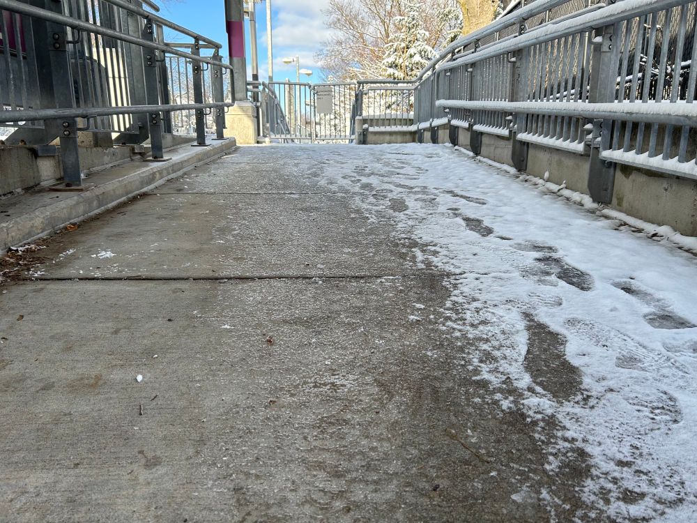 Iced over accessible ramp