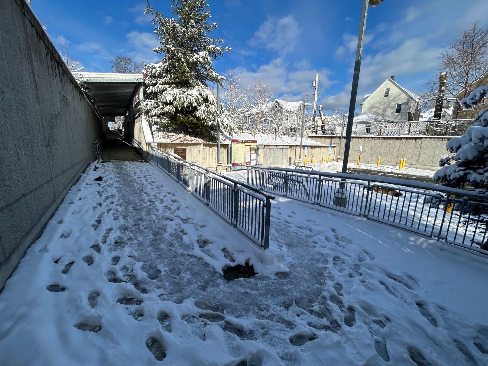 Iced over accessible ramp