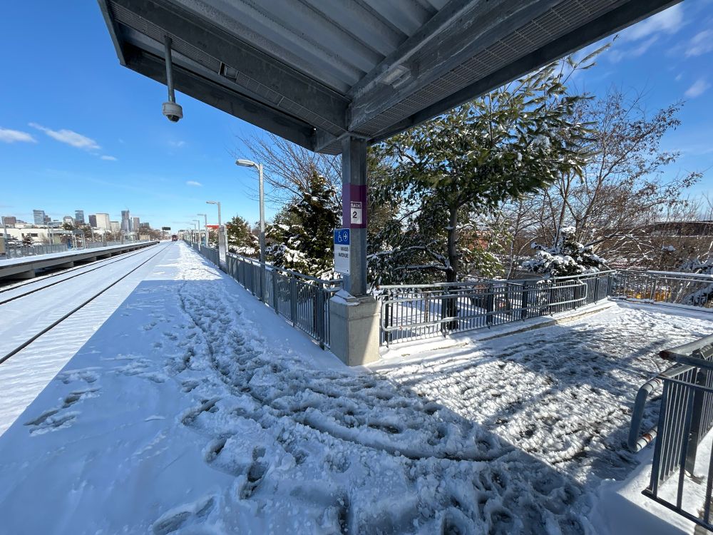 Station covered in snow