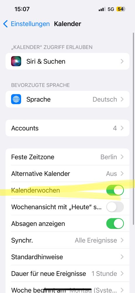 Screenshot aus der Einstellungen App von Apple