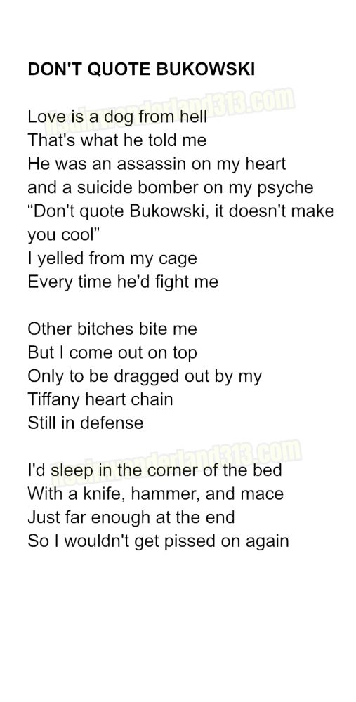 Poem about domestic violence and as a victim being compared to a dog. 