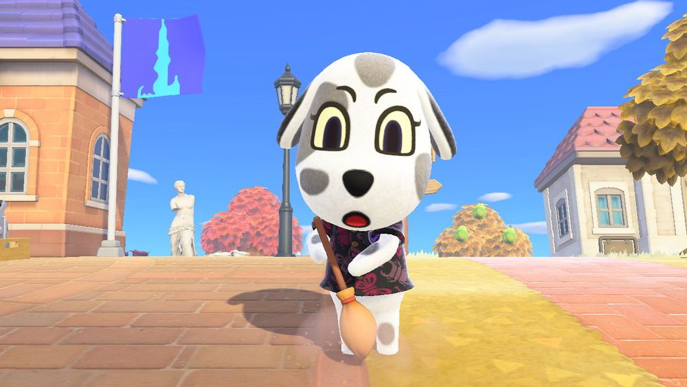 Portia helping out the community by sweeping the Plaza grounds