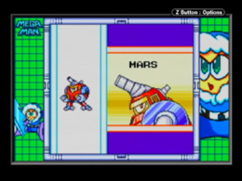 Screenshots of 'Mega Man Mania' - a cancelled collection of colorized Mega Man Game Boy titles.