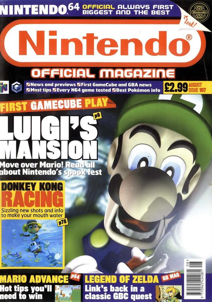 Nintendo Official Magazine UK #107, August 2001 - 'Luigi's Mansion' Cover.