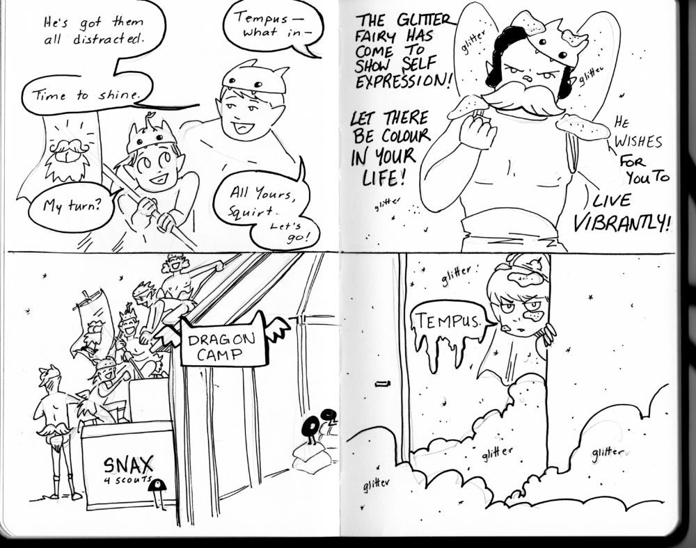 While Tempus is glittering it up, the buttbeards strike. Also, there was a nun in the lavatory.