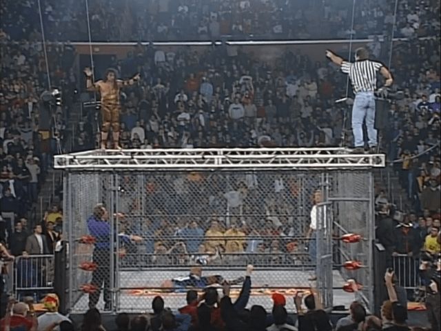 Hogan waking up in hell to the Snuka-Benoit Double Cage Massacre