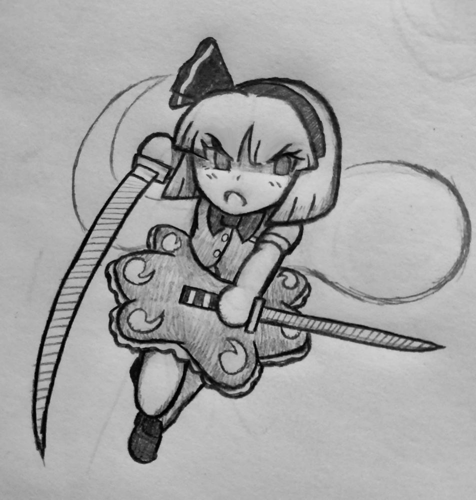 Quick Chibi traditional doodle of Youmu Konpaku from Touhou Project