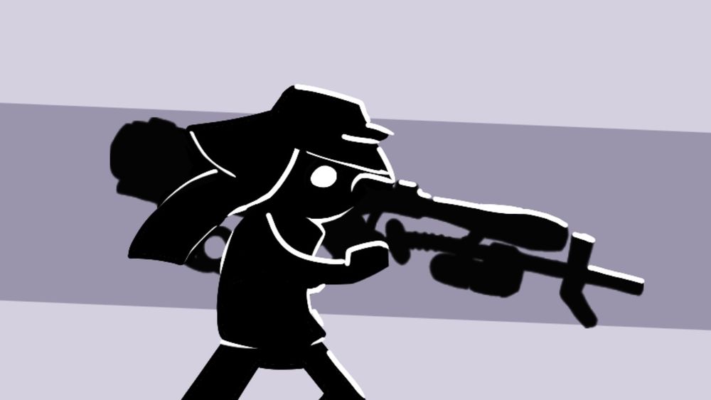 Silhouette of Calamar holding an e-liter 