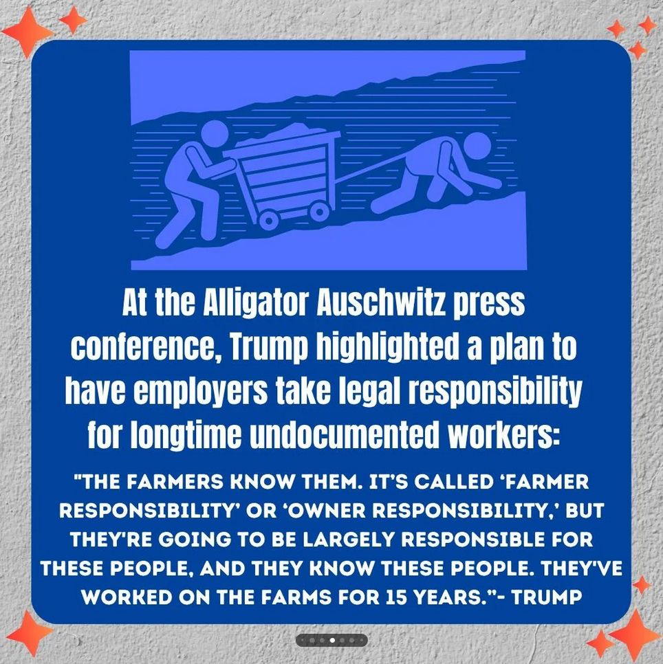 At the alligator Auschwitz press conference, Trump highlighted a plan to have employers take legal responsibility for longtime undocumented workers: 