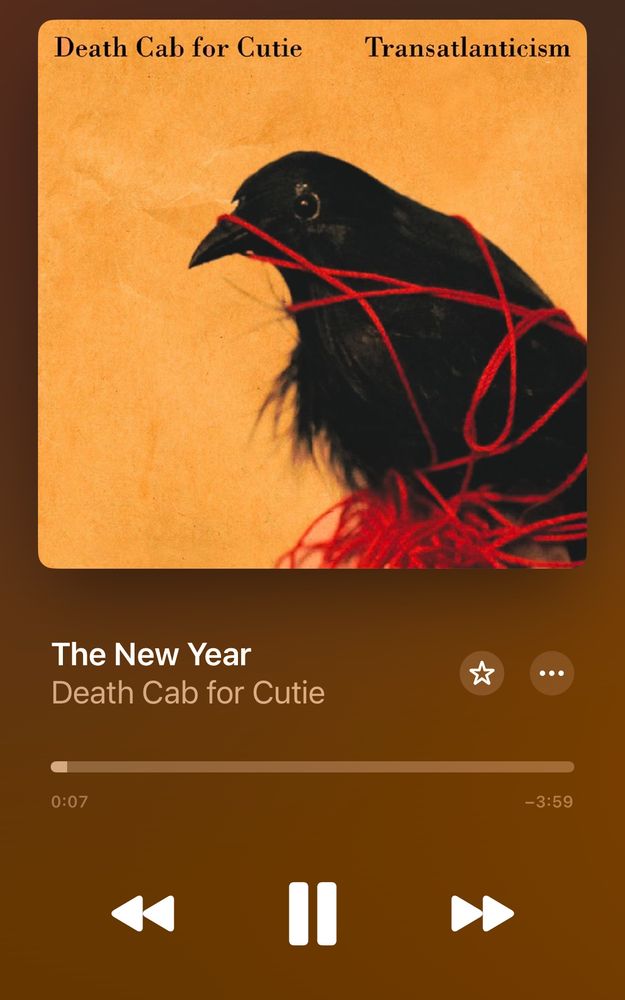 Screenshot of the song The New Year by Death Cab for Cutie playing.
