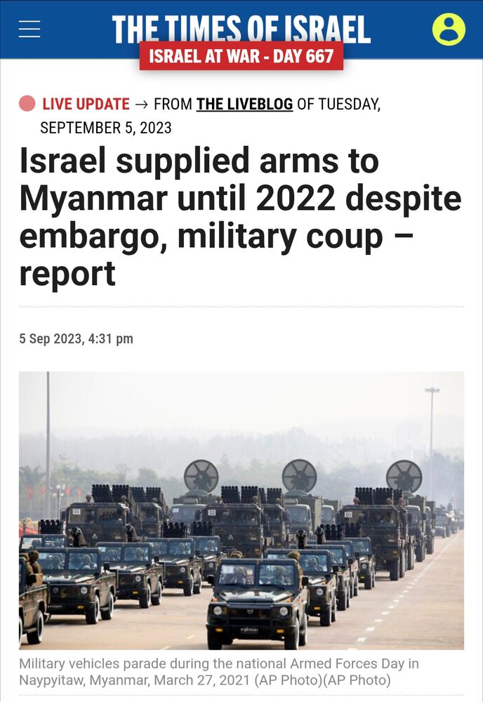 Israel supplied arms to Myanmar until 2022 despite embargo, military coup – report