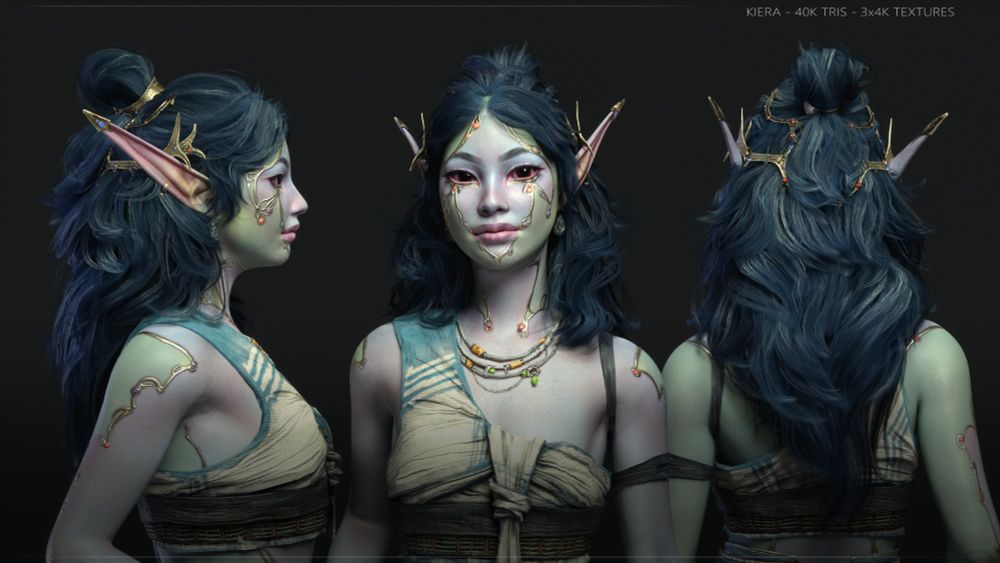 3D turnaround of a female fantasy elf