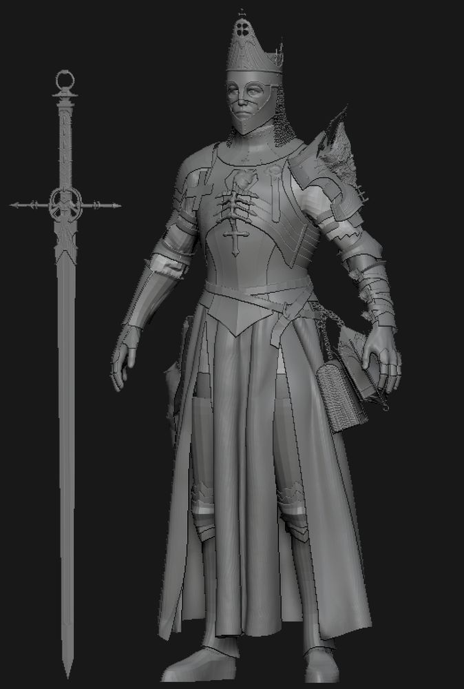 3/4 view of a 3D knight