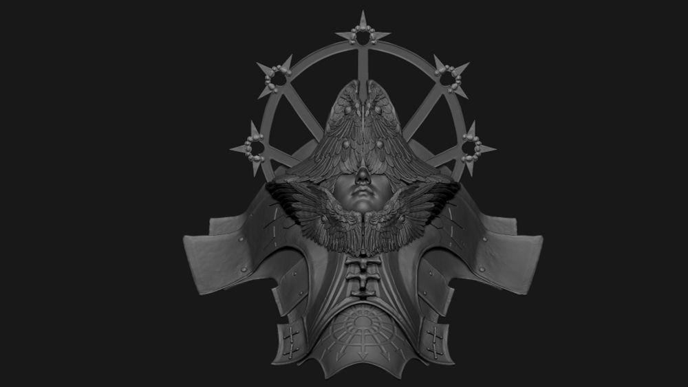 3D shoulderpiece/armor sculpt front/below view