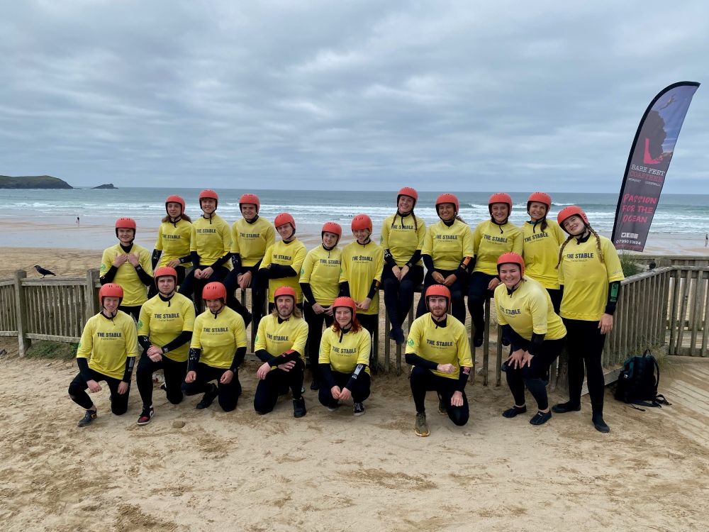 Group photo of Marine Science students before coasteering