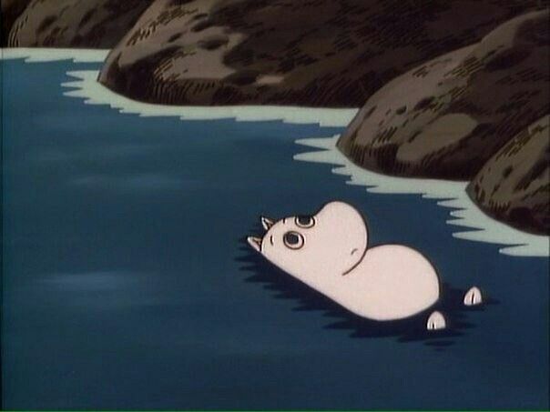 an image of moomin floating in a river