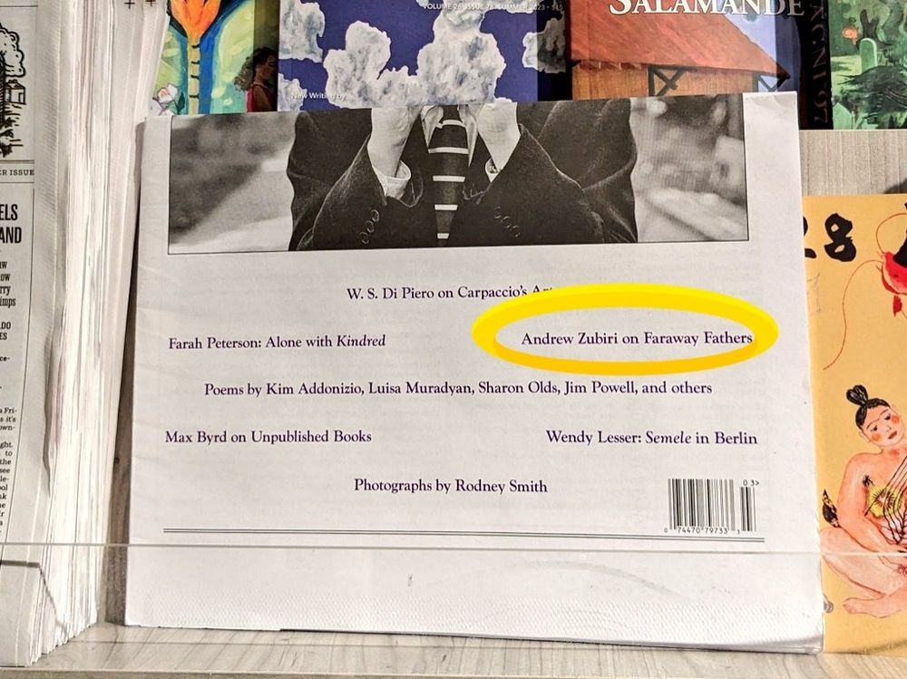 Front facing literary magazines on a display shelf