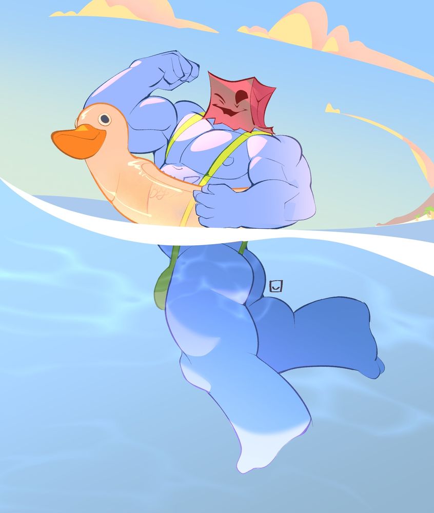 kinni, a character from upcoming game godstv, portrayed floating in water 