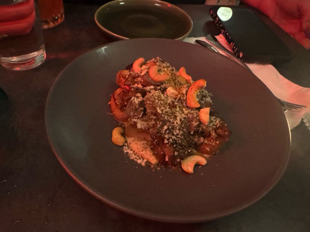 The Mushroom Party dish, described as “Grilled assorted mushrooms, rosemary panko, cashew, yogurt, mushroom purée.”