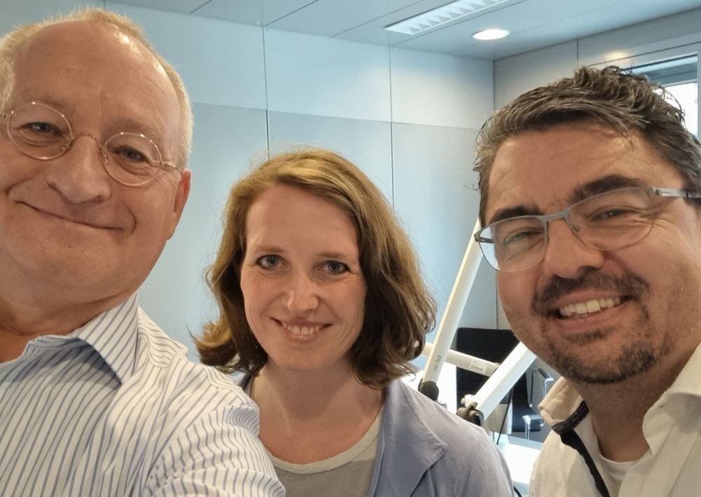 Erhard Scherfer, Ann-Katrin Müller und Thorsten Faas (von links) im ARD-Hörfunkstudio in Berlin