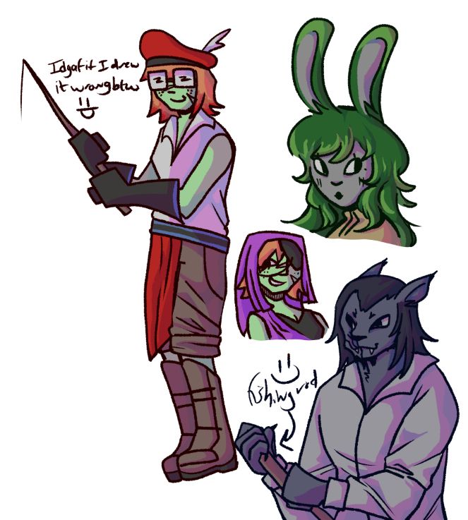 Various WoL doodles, ft Claymont, Val, and Exra
