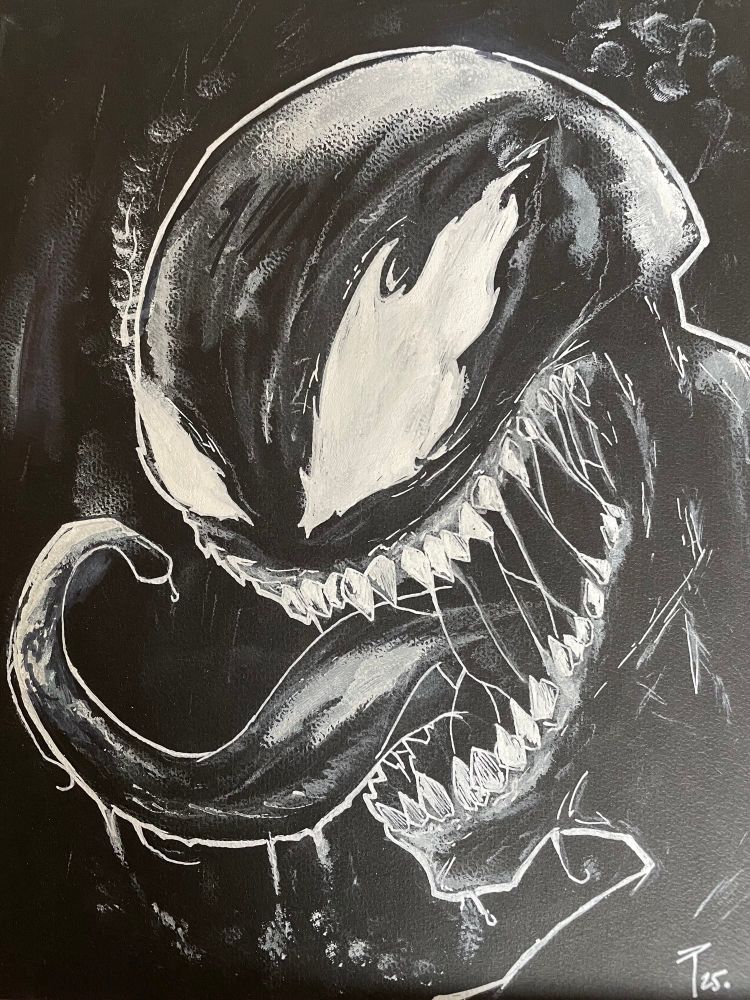 Dessin en noir et blanc de Venom