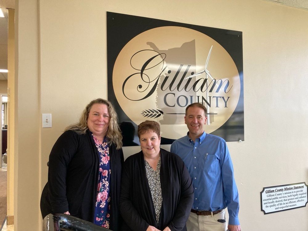 Secretary Read with County Elections workers in Gilliam County. 