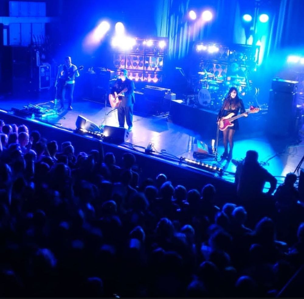 The band The Pixies on stage at the Birmingham O2 Academy on 8th December 2016, shot from the balcony right of stage