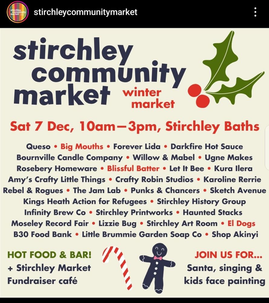 Filter for Stirchley Community Market's Winter Market Saturday 7th December 10am to 3pm, Stirchley Baths