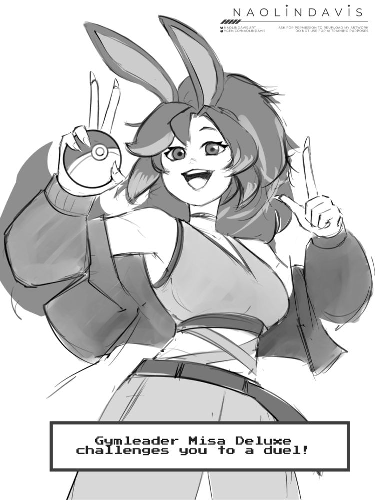 Misa deluxe as a Gym leader. The text says: Gymleader Misa Deluxe challenges you to a duel !