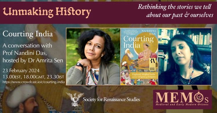 Image of Nandini Das, Amrita Sen and the cover of "Courting India"