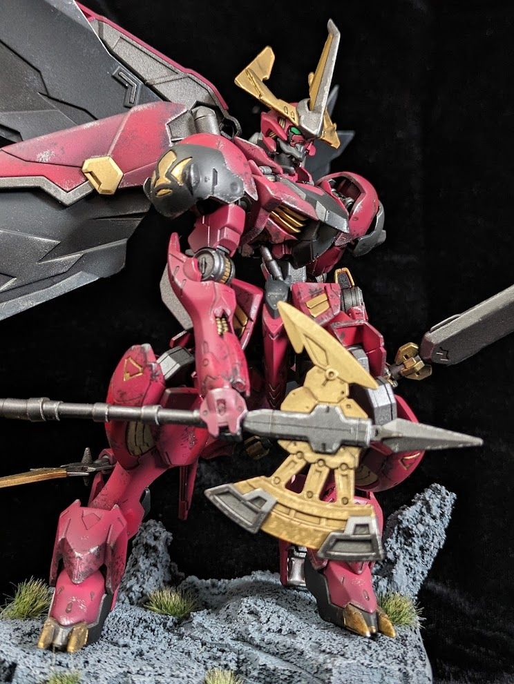 A Daemon (from Mars) Custom Gundam Barbatos painted and modified to resemble a Daemon of Khorne.