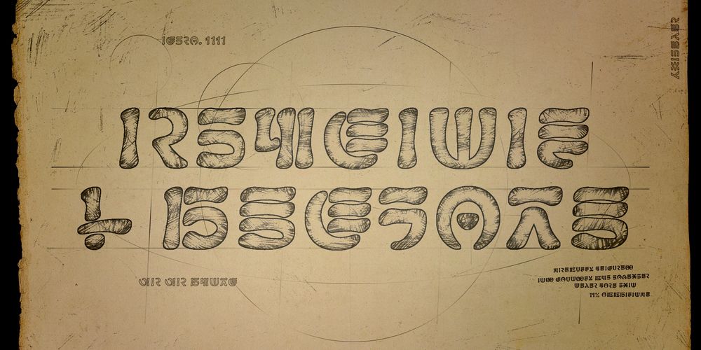 "ARTISANAL & BESPOKE" sketched on antique paper in Nabouveau Futhork.