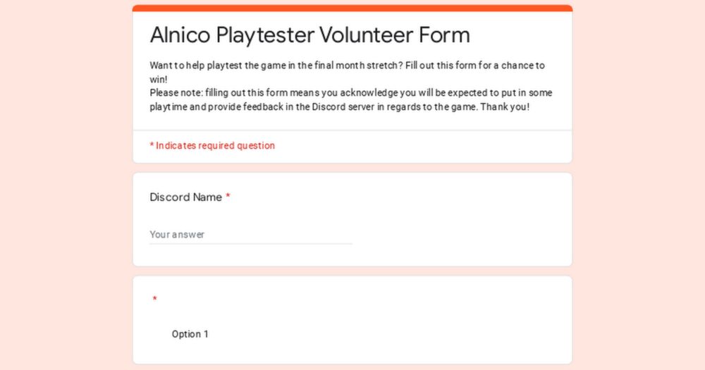 Alnico Playtester Volunteer Form