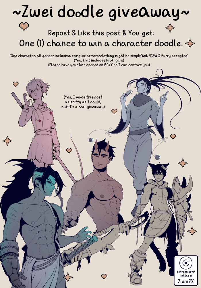 A cheap poster, like, absolutely horrible, of a bunch of doodles placed in a weird way, with cheap writing over the poster explaining a doodle giveaway.