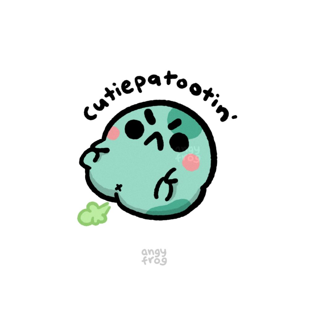 Cutesy angry frog with a gas cloud cutiepatootin
